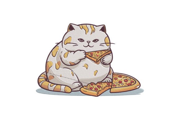 Fat Cute Cat Eats Pizza Embroidery Review