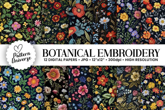 Review: Botanical Embroidery Digital Papers for Makers