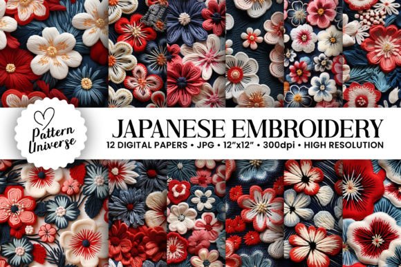 Review: Japanese Floral Embroidery Digital Paper for Merch