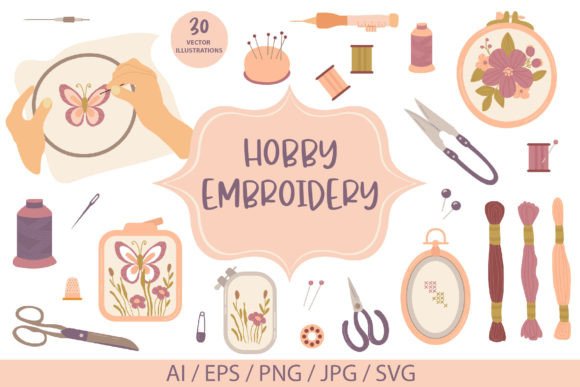 Reviewing Hobby. Embroidery Collection. SVG for Business