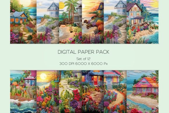 Reviewing the 3D Beach House Embroidery Paper Set