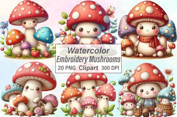 Reviewing Watercolor Embroidery Mushrooms Clipart